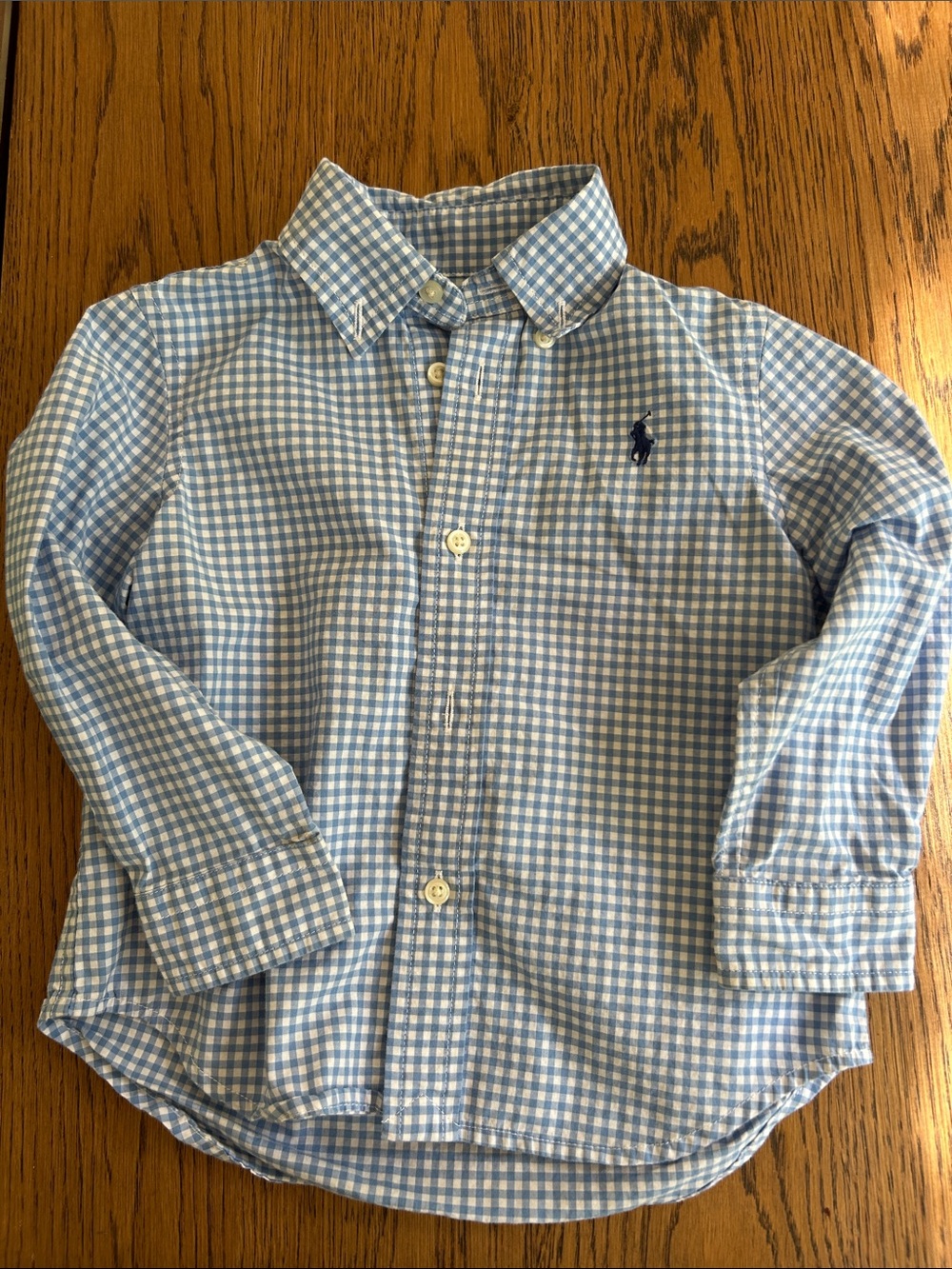Ralph Lauren Light Blue & White Gingham Button-Down Shirt